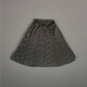 Pleated Black Polka Dot A-Line Skirt Sz L